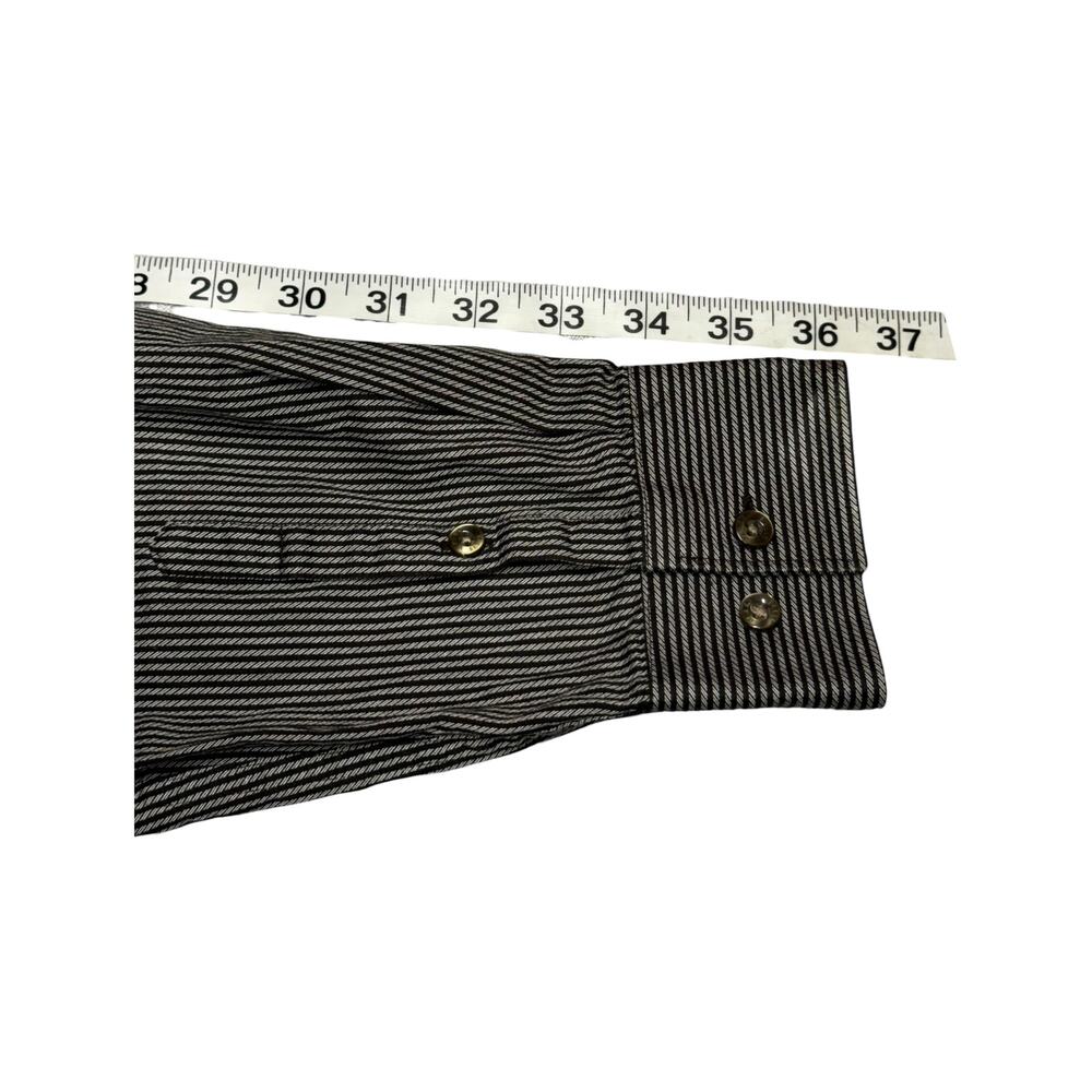 Perry Ellis Men L Striped Cotton Button Down Dress Shirt Long Sleeve - Picture 7 of 7